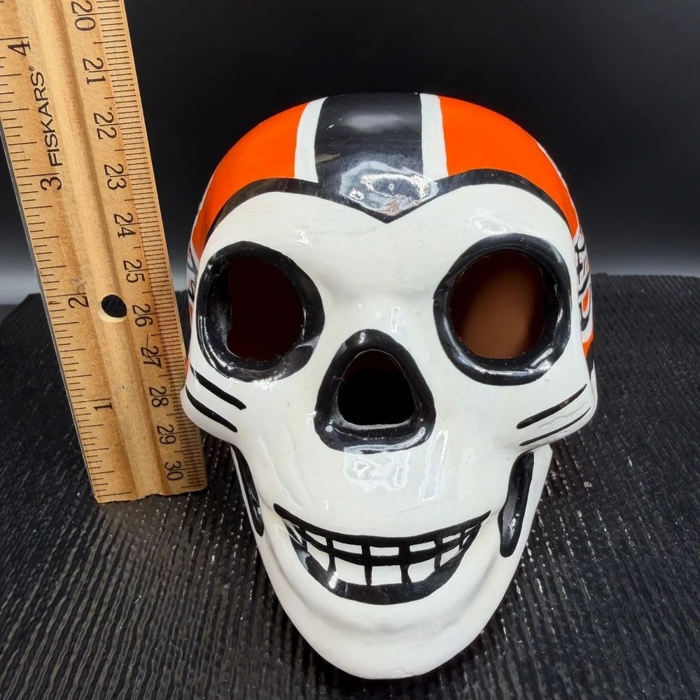 Cleveland Browns Sugar Skull Day‎ of the Dead Ceramic Figurine Orange Brown 4in